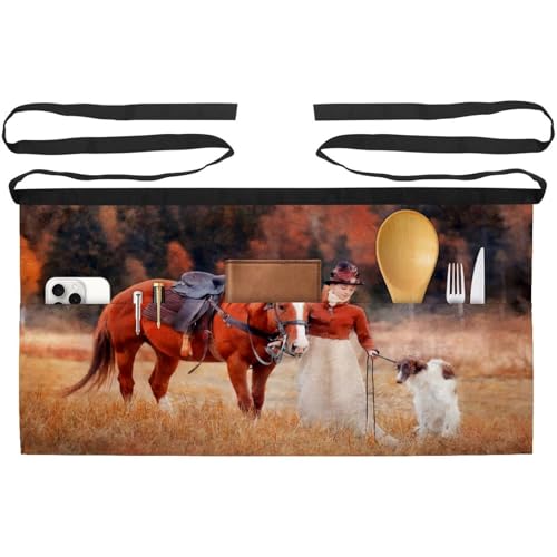 Lot de 3 demi-tabliers de cuisine courts à 3 poches pour serveur et chef cuisinier