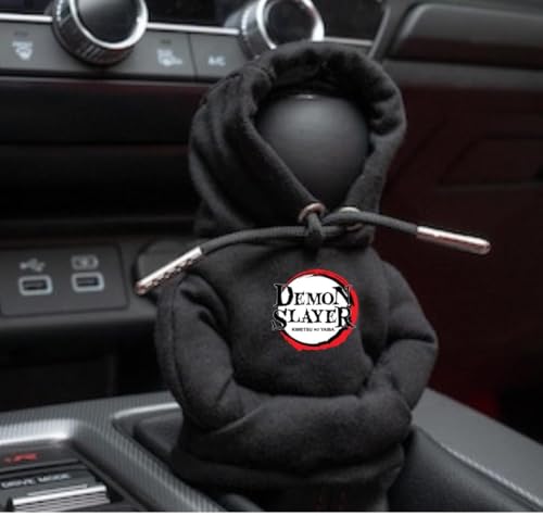 Image of MOONSHINE Car Gear Shift Hoodie | Car Shifter Funny Sweater Superhero Theme Hoodie for Gearshift | Car Shifter Protector Decoration Accessories (Black) (Demon SLAYAR)