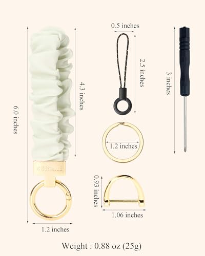Image of WEESMILE Scrunchie Keychain Wristlet for Car Key Chain with D Key Ring