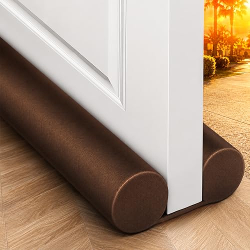 Image of MAXTID Under The Door Draft Blocker Weather Stripping Kit - Brown Draft Stopper for Soundproof Seal, 36 Inch Door Sealer