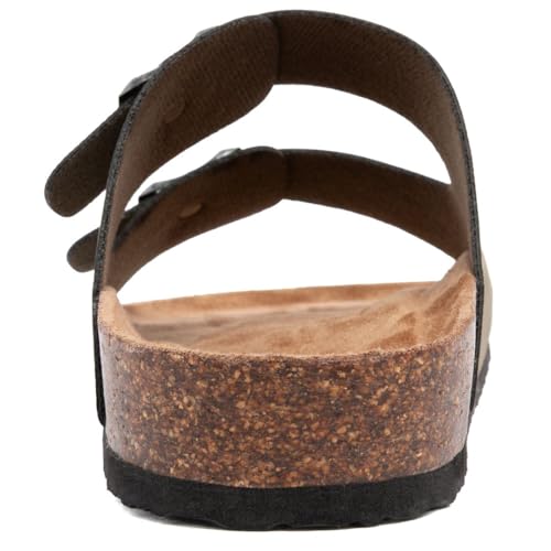 Image of Nautica Men's Sandals - Casual Slides with 2 Adjustable Buckle Straps and Cork Footbed for Ultimate Comfort and Style (Regular /Wide Width, Big Size)