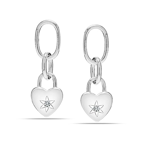Charmsy 925 Sterling Silver Stud Dangle Drop Earrings for Women | Minimalist Silver Bar Cubic Zirconia Drop Earrings | Women's Minimal Hanging Earrings jewelry4