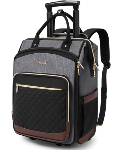 Rolling Backpack for Women, 16-Inch Wheeled Laptop Bag