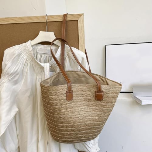 Panier cabas tissé kaki idéal pour la plage et vos soirées d'été - 3