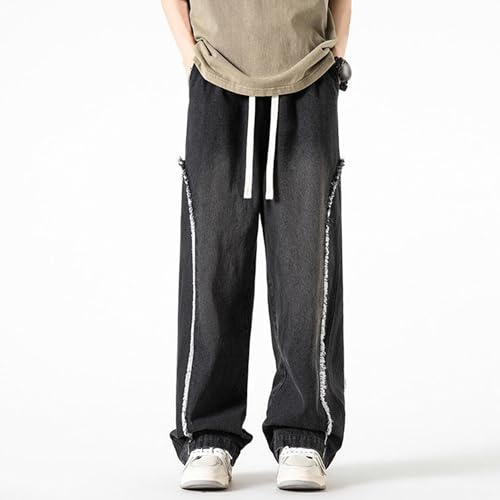 Mens Baggy Jeans Loose Fit Denim Pants with Elastic Waist Distressed Light Blue Casual Skate Pants for Men2