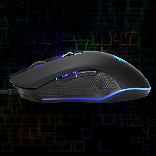 Souris de jeu à 4 niveaux de DPI réglables et rétroéclairage multicolore