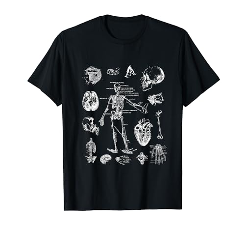 Human Skeleton Anatomy Drawing Diagram Spooky Halloween T-Shirt