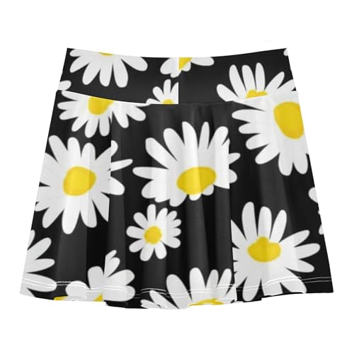 White Daisies Black Toddlers Tennis Skirts Cool Pink Athletic Shorts for Girls Skorts Teen Cheer 4t2