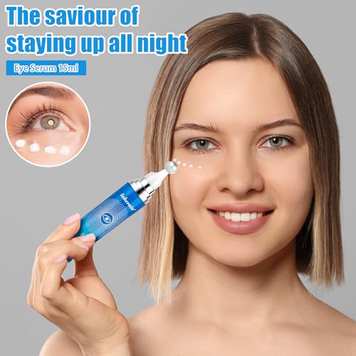 Soro para os olhos 5% de cafeína com cobertura rollerball de massagem de 360°, creme para olhos com