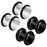 KJM FASHION 4 STK Stahl Schwarz Eloxiert 12mm 1/2 Fake Plug Schwarzer O-Ring Gauge Ohr Earring Stäbe Stecker Piercing Schmuck 4009