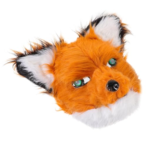 Masque de loup orange articulé pour respirer et parler en fête