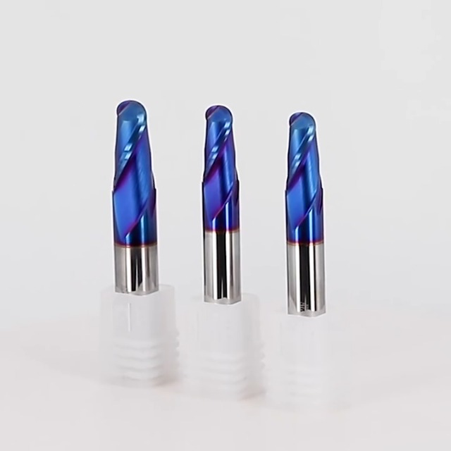 Image of 5PCS Ball Nose Carbide End Mill Set HRC65 CNC Cutter Router Bits 2 Flute Spiral Milling Tool Radius 1mm 1.5mm 2mm 3mm 4mm Milling Cutter with Nano Coated