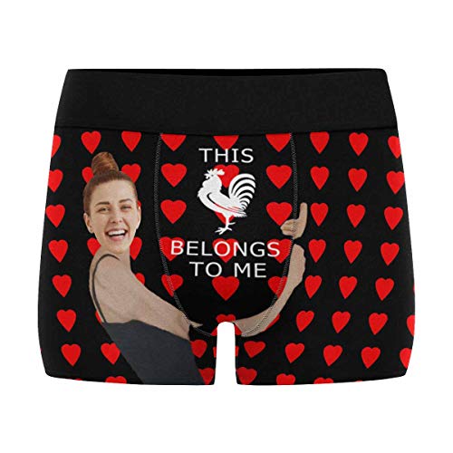 Custom Face Shorts Underpants Briefs with Photo Personalized Face Underwear This Cock Belongs to Me Red Hearts (XS-3XL)