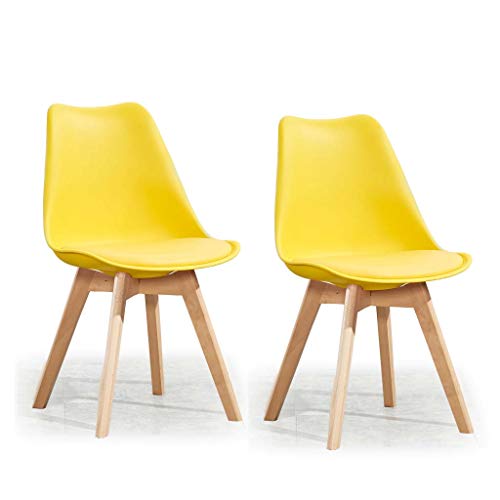 2 Piezas Sillas Cocina Comedor Sillas Juego de mostrador Lounge Ocio Salón Sillas de Esquina Sillas de recepción Sillas con Respaldo PP Taburete Decorativo Amarillo