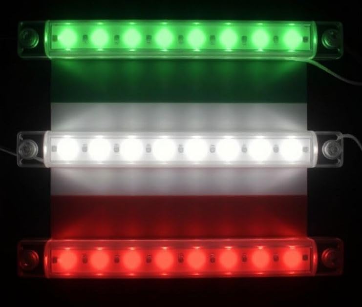 Generico LUCI LED INGOMBRO 9 LED 12/24 PER CAMION CAMPER RIMORCHIO VOLTIMETRO E CICALINO (BANDIERA ITALIANA LED)