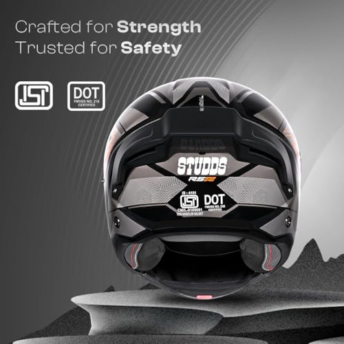 Image of STUDDS Trooper D4 Race ISI and DOT Certified Flip-Up Helmet with Dual Visor and Spoiler (Black Orange N4 - XL)