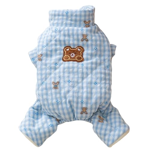 Winter Dog Pajamas Plaid Printed Four-Legged Dog Pants Thickened High Neck Dog Clothing