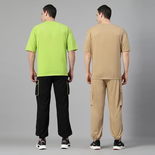 Image of CHKOKKO Men Printed Casual Summer Wear Coords Stylish Gents Cord Set Half Sleeves Co Ord Track Suit Round Neck Western Co-ord Set