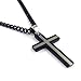 Yeidid International Mens Black Stainless Steel Cross Pendant, Black 6mm Cuban Curb Chain Necklace 24"