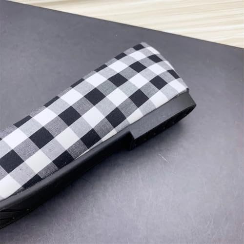 Women Plaid Pointy Toe Flat Shoes Girls Spring Elegant Casual Slip On Shoes3