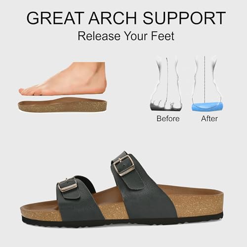 Image of Centrino Women's Berkin-Style Slip-On Sandals | Open Toe Design | Soft PU Footbed | Lightweight & Comfortable | Arch Support | On-Grip Sole | Casual Outdoor Wear (9223)