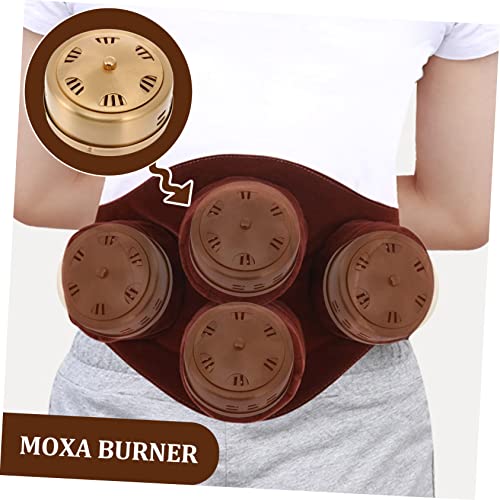 Caja portátil de moxibustión de cobre, quemador para moxa con cubierta de tela y diseño retro, herramienta para masaje corporal para uso doméstico miniatura 2