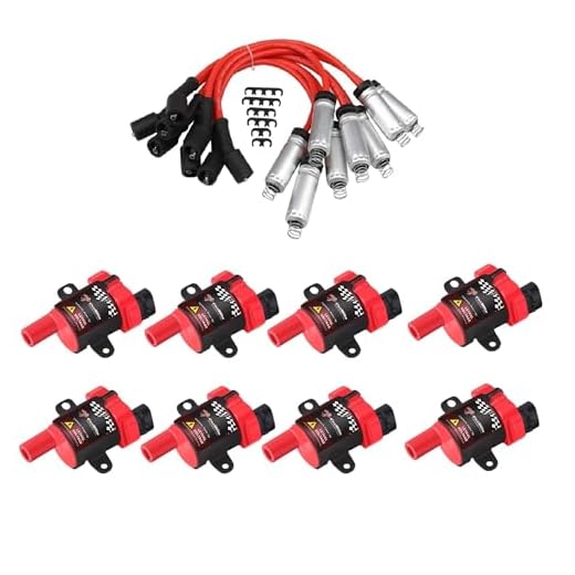 CarBole 8 Pack D585 Ignition Coil Pack and 748UU 8mm Spark Plug Wires Fit For Chevy Silverado LS1 LS3 4.8 5.3L Chevrolet GMC CADILLAC 4.8L 5.3 5.7 6.0, Red