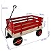 Heavy Duty Steel Wooden Garden Utility Wagon with 10” All-Terrain Air Tires, Heavy-Duty Toy Hauling Cart with Foldable Handle, Kids Outdoor Play Wagon & Yard Tool Carrier (Red)