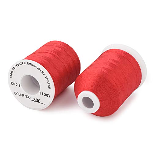 Image of Simthread 6 Spools Red Machine Embroidery Thread 1000M(1100Yards) for Brother, Babylock, Janome, Pfaff, Singer, Bernina and Other Home Machines (Red)