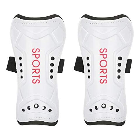 Shin Pads, A Pair Adjustable Child Football Shin Pads Training Leg Guards Sport Safety Protector Strap For Young Players Who Have Just Started Football(White) Cover