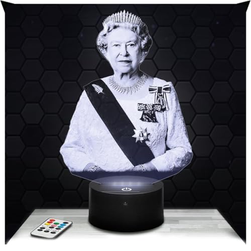 Lampephoto.fr - Lampe 3D Elizabeth Reine d'Angleterre, Déco Grande Bretagne Royaume Uni, Idée Cadeau Homme Femme, Objet Elizabeth Reine, Veilleuse Adulte...