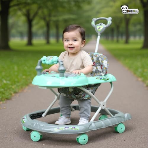 Image of Panda Baby Products Walker with Push Handle, Musical Toys & Adjustable Height - Safe & Comfortable Learning Walker for Babies (6-18 Months) (Grey, 111 Baby Walker)