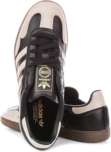 Image of adidas Originals Samba OG Women's Sneakers, Core Black /Wonder Beige /Gold Metallic, Size 7.5