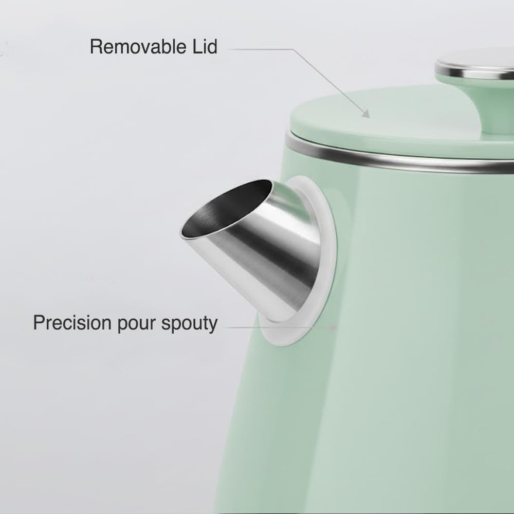 MULIN Bollitore Vintage, Bollitore Elettrico con Base a 360°, Capacità 1.8 L,2200W,ebollizione rapida, Spegnimento Automatico, Acciaio Inossidabile