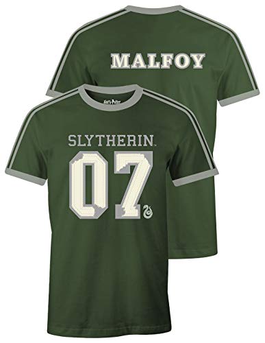Harry Potter Herren T-Shirt Slytherin Quidditch Sucher 07 Draco Malfoy Baumwolle grün - L