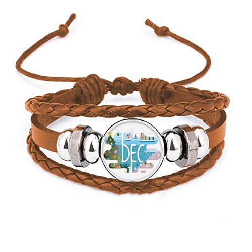 Bracelet en cuir avec illustration de décembre le cadeau d'anniversaire idéal