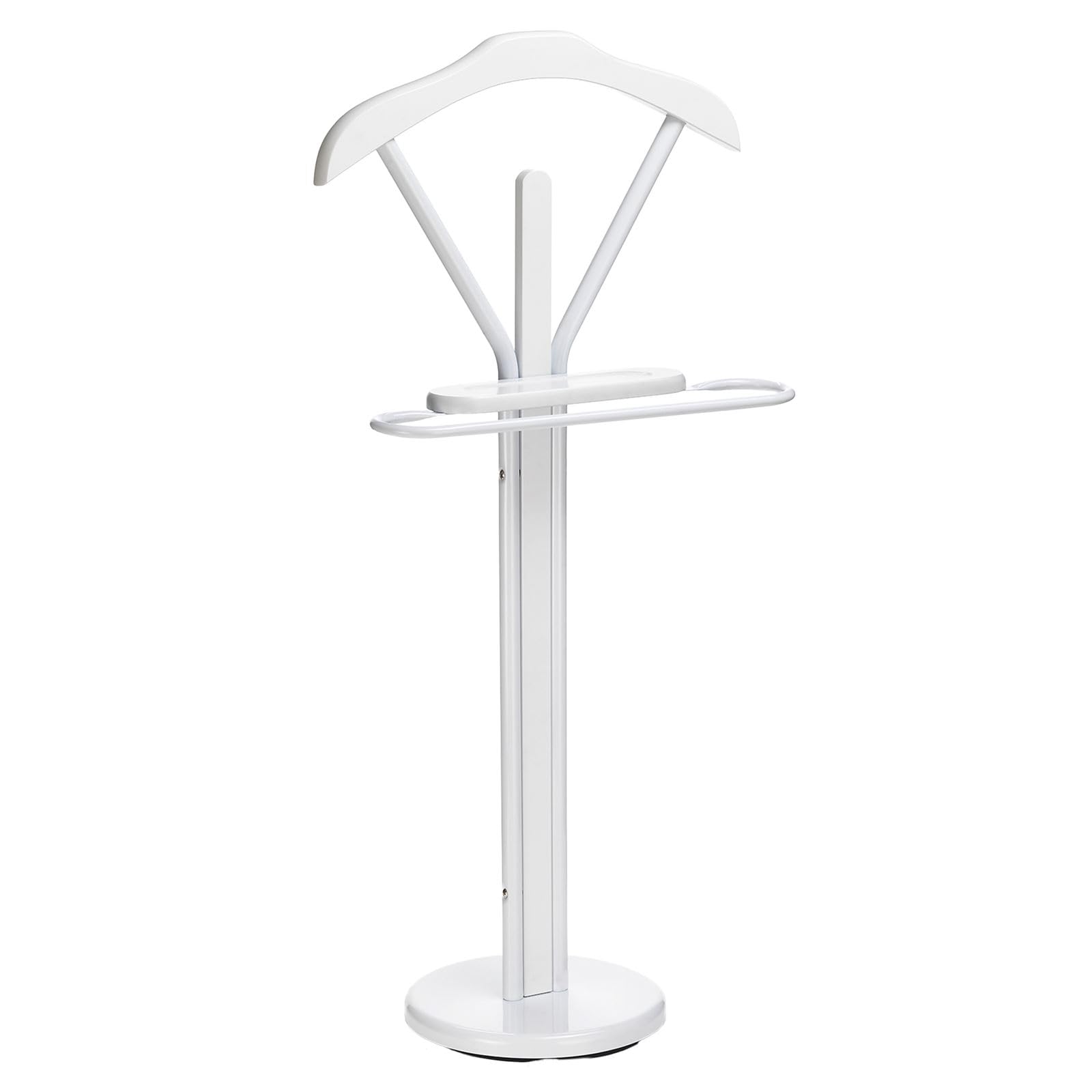 IDIMEX Valet de Chambre Matteo chevalet de Nuit Portant pour vêtements, Structure en métal et en Bois laqué Couleur Blanc