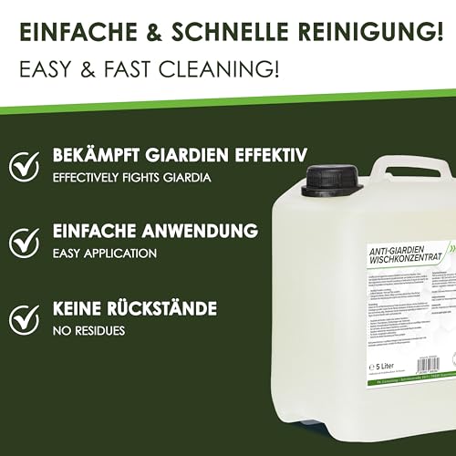 FLOTEX Anti-Giardien Wischkonzentrat 5L I Hocheffektives Giardien Desinfektionsmittel für alle Oberflächen I Wirksames Desinfektionsmittel für Giardien für den Haushalt