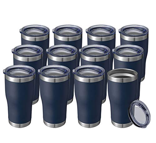 Image of HASLE OUTFITTERS 20 oz Tumbler Bulk, Stainless Steel Tumblers with Lid, Vacuum Insulated Tumbler, Double Wall Powder Coated Cup, coffee mugs, Navy Blue, 12 Pack