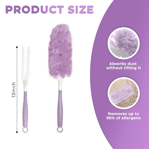 Image of Disposable Microfiber Feather Duster for Home Cleaning with 5 Refills-Multipurpose Dusting Brush with Bendable Head Ideal for Cleaning AC Vents Car Blinds Furniture Hard-to-Reach Gaps