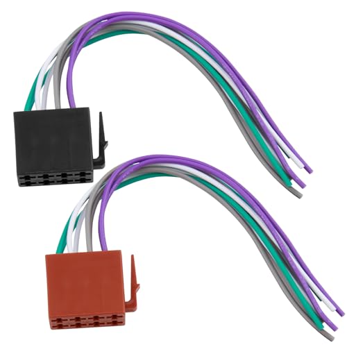 2 Pcs Adaptateur Autoradio DIN ISO Connecteur du Câble Haut-Parleur de Courant, Faisceau Autoradio 16 Broches pour JVC, Kenwood, Alpine, Compatible avec VW Peugeot...