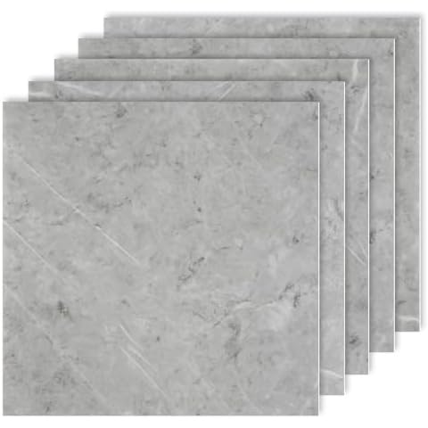 MSUP 12 Sheets Peel and Stick Backsplash Tiles, 11.8"x11.8" Gray Stick on Wall Tiles, Self Adhesive Marble Tile Sticker, Waterproof Wall Decals for Kitchen Bathroom Laundry Room Cover