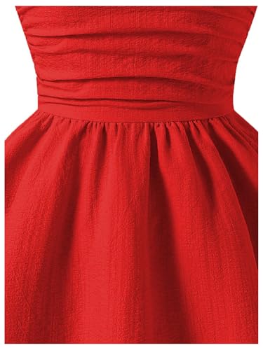 Image of SHENHE Girl's Smocked Ruched A Line Swing Dress Layered Tie Shoulder Flowy Cami Short Dress