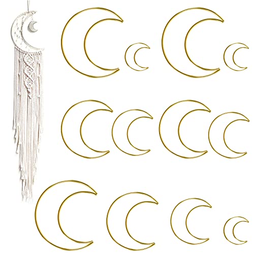 Cercle pour Attrape Rêve Macramé, 12PCS Cercle en Métal pour Attrape Rêve,Attrape Rêve Anneau Metal, Anneaux Dreamcatcher, Anneaux Attrape Rêve pour Mariage et Décoration Murale ( Lune ) Cover