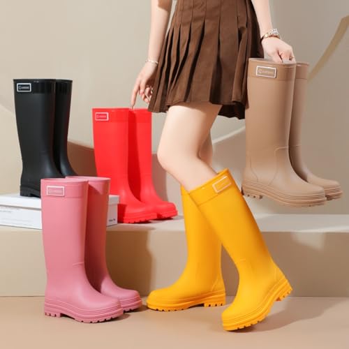 Damen Gummistiefel, Gummistiefel Damen Hoch Wasserdicht Regenstiefel Herren Rutschsicher Abriebfest Regenschuhe mit Halbhoher Wade Unisex Bequem Arbeitsschuhe Leicht Atmungsaktiv Stiefeletten