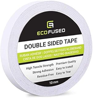 ECO-FUSED Premium Double Sided Adhesive Tape - Width: 0.4 Inch (10 mm) - Length: 55 Yards (50 m) - For Arts and Crafts, DIY and Office - Use on Paper, Glass, Plastic, Wood, Metal and Fabric