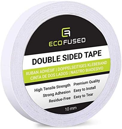 ECO-FUSED Premium Double Sided Adhesive Tape - Width: 0.4 Inch (10 mm) - Length: 55 Yards (50 m) - For Arts and Crafts, DIY and Office - Use on Paper, Glass, Plastic, Wood, Metal and Fabric