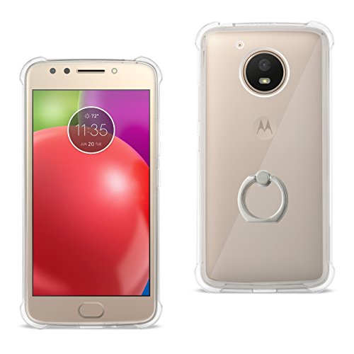 Reiko Motorola Moto E4 Active Transparent Air Cushion Protector Bumper Case with Ring Holder in Cell Phone Case for Motorola Moto E6 - Clear