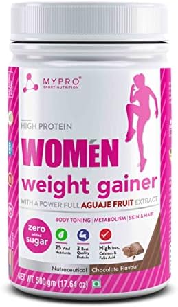 Mypro Sport Nutrition High Protein Women Weight Gainer For Increase Muscle With Full Power With (24 Vital Nutrients,3 Best Qaulity Protien) For Women (Chocolate - 500Gm)