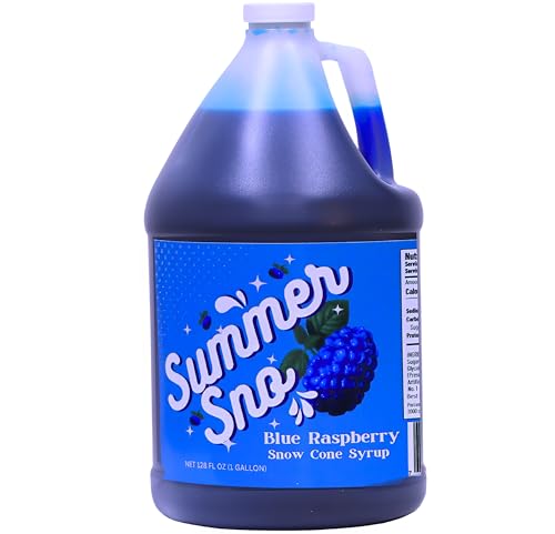 Summer Sno Snow Cone Syrup - Shaved Ice Syrup - Gallon - Made with Real Sugar (Gallon, Blue Raspberry)